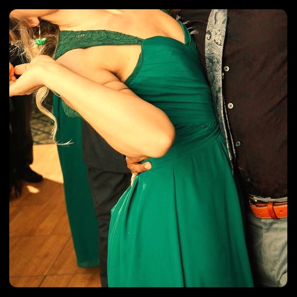 Emerald Green Lace up Princess Gown - Picture 1 of 5